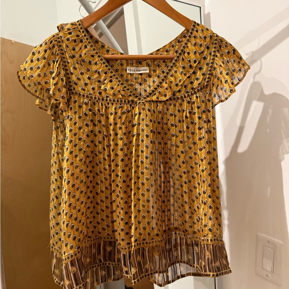 Ulla Johnson Mustard Floral Blouse